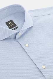 Camicia In Cotone Slim Fit, Blu, thumb, 5