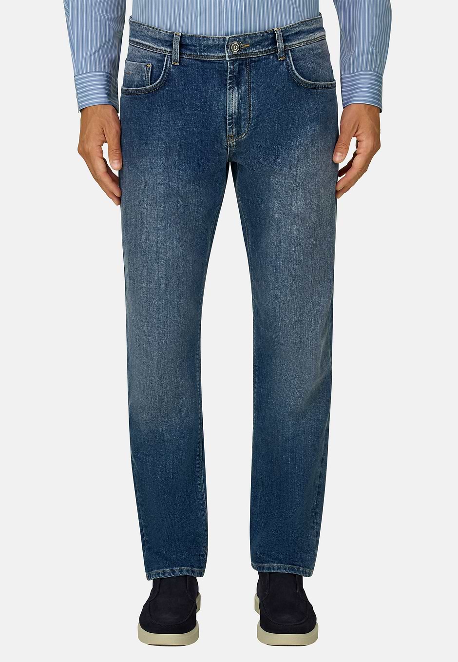 Jeans in Medium Blue Stretch Denim, Medium Blue, hi-res
