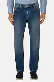 Jeans in Medium Blue Stretch Denim, Medium Blue, thumb, 1