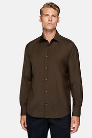 Regular Fit Wool Shirt, Brown, hi-res