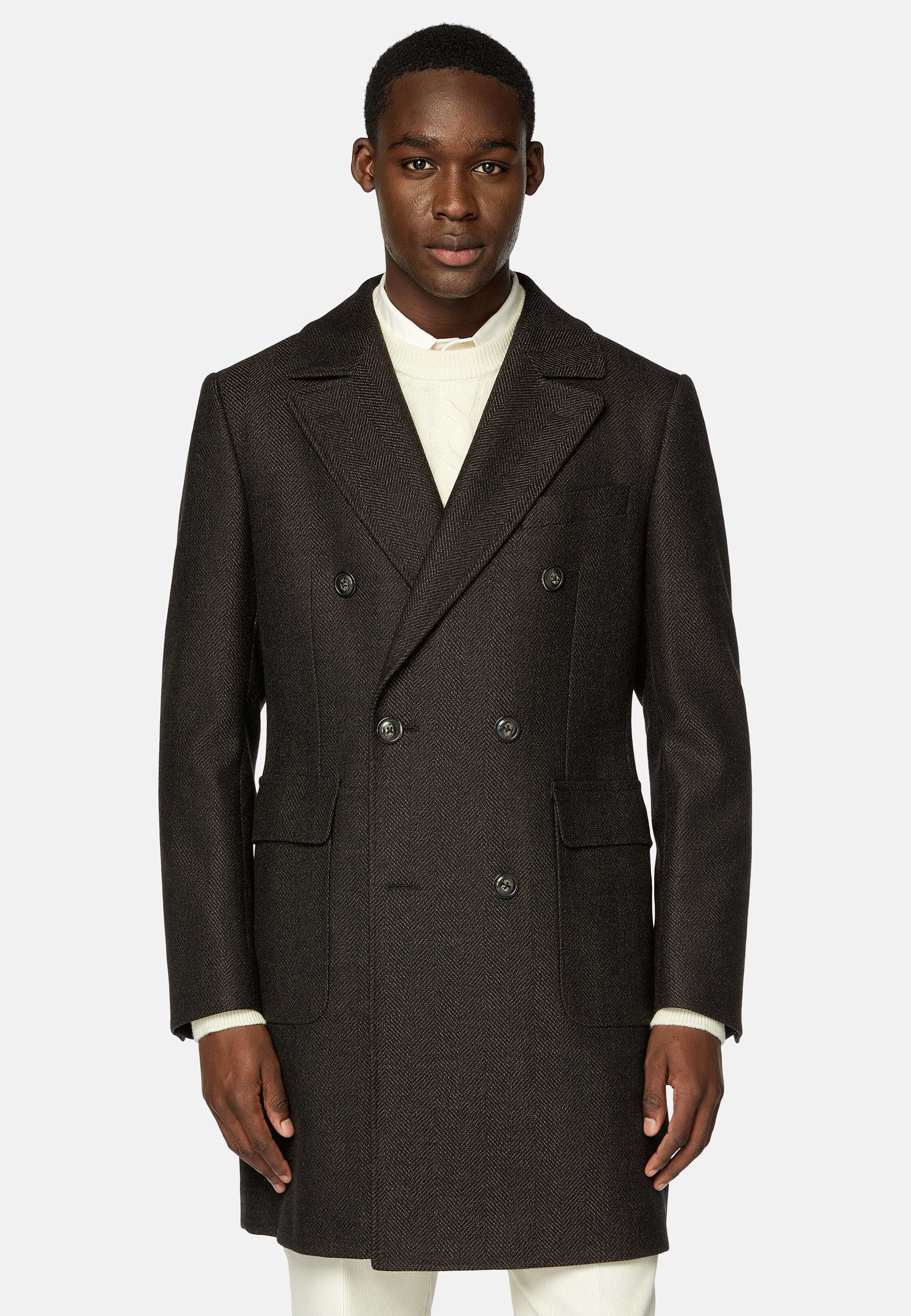 Double breasted wool coat mens store