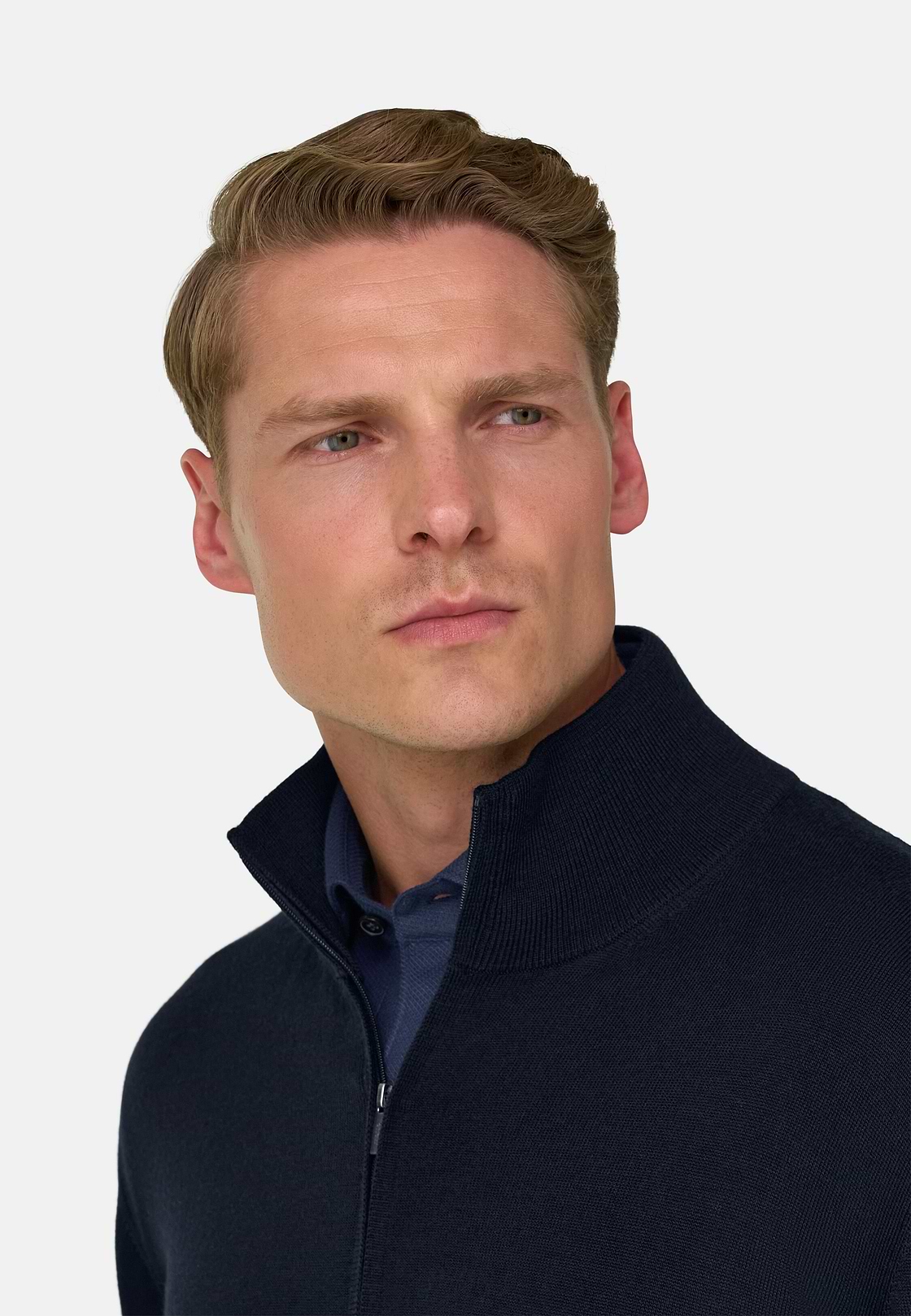 Full-Zip-Pullover aus extrafeiner Merinowolle, Navy blau, hi-res, 3