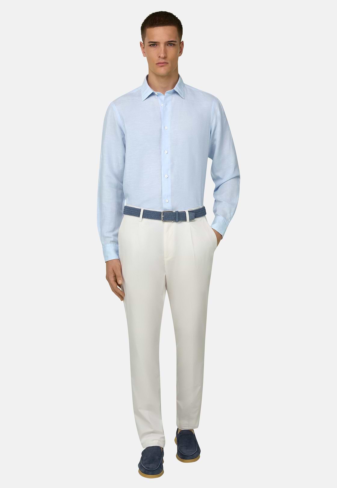 Regular Fit Tencel Linen Shirt, Light Blue, hi-res, 2