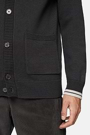 Charcoal Cardigan Van Organisch Katoen Wol, Charcoal, hi-res