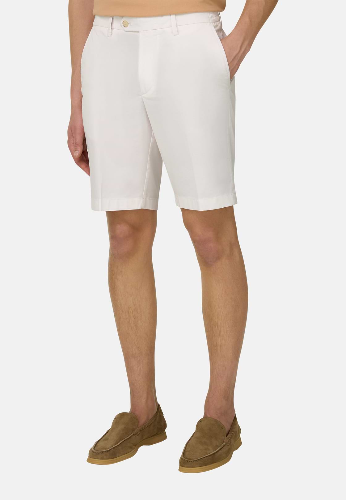 Bermuda En Coton Extensible, Blanc, hi-res, 2