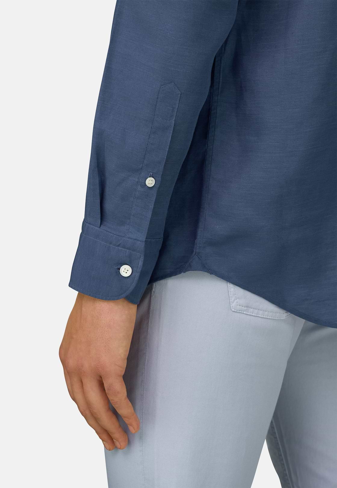 Camisa De Tencel Lino Regular Fit, Azul, hi-res, 4