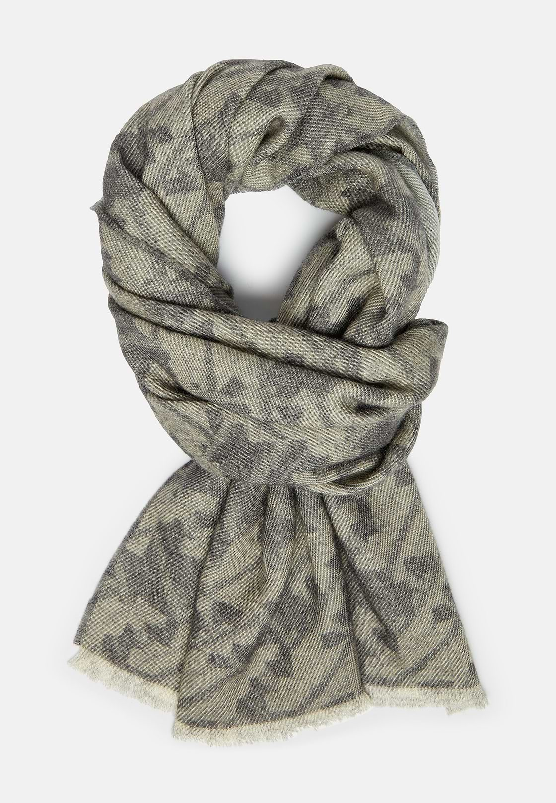 Herringbone Wool Scarf, Grey, hi-res