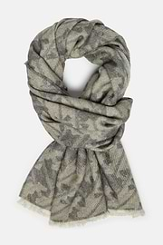 Herringbone Wool Scarf, Grey, hi-res