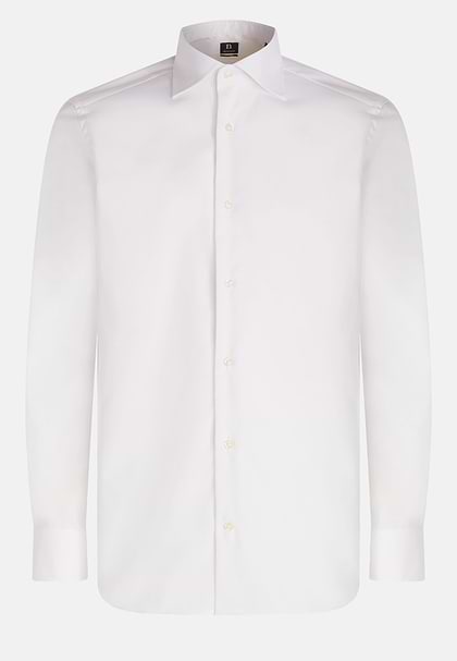 Camicia In Pin Point Di Cotone Slim Fit, Bianco, hi-res