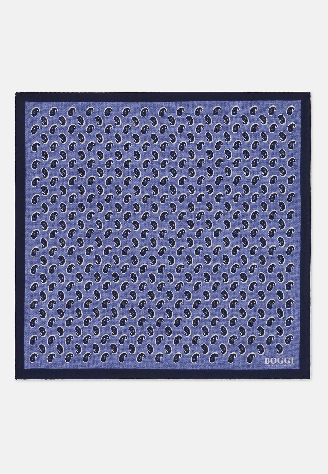 Pocket Square Micro Paisley Print Silk, Light Blue, hi-res, 2