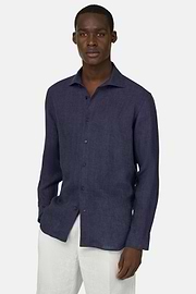 Hemd Aus Leinen Regular Fit, Navy blau, thumb, 1