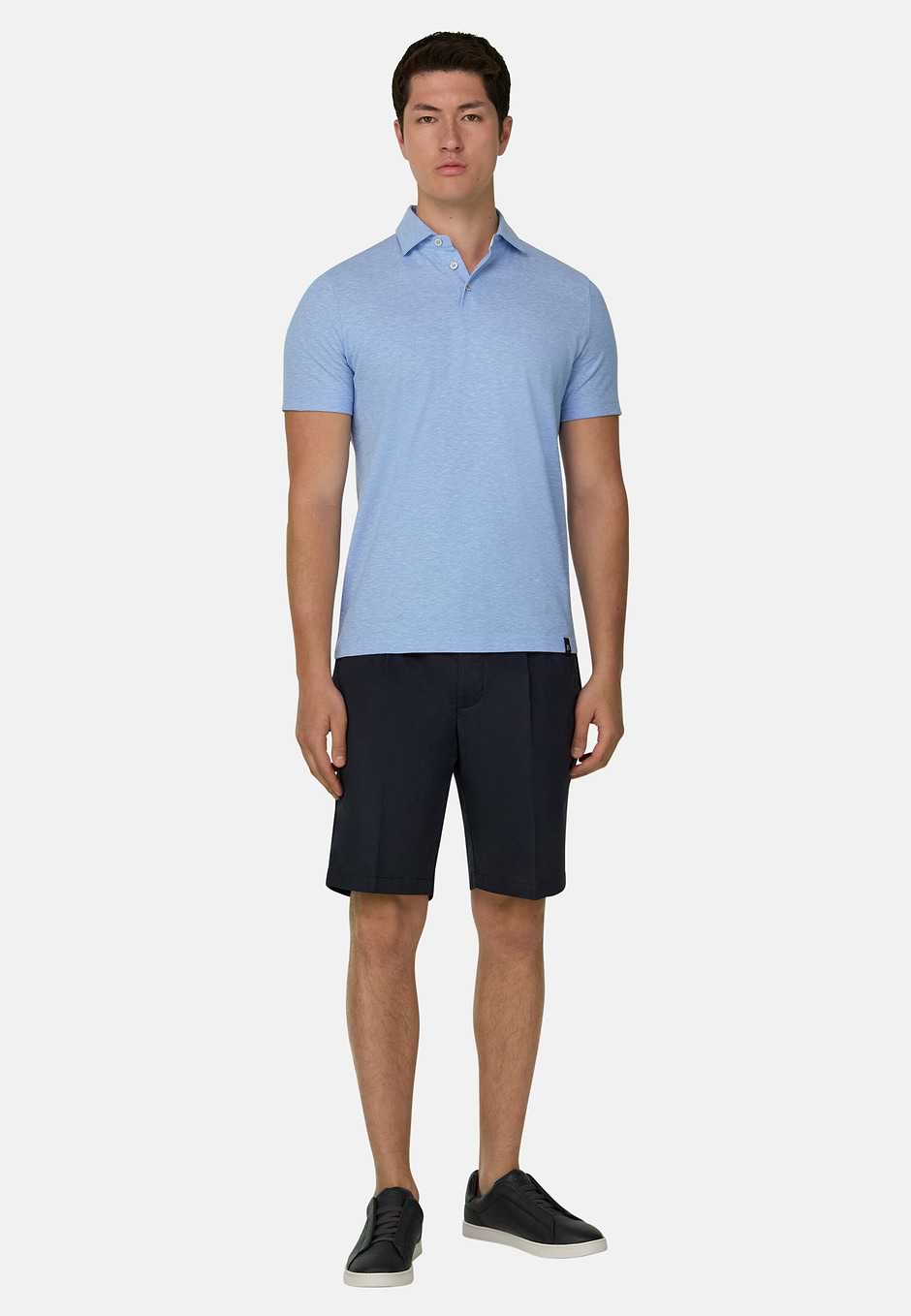 Poloshirt Aus Leinen Und Baumwolle, Hellblau, hi-res
