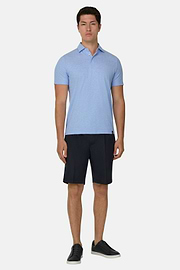 Cotton Linen Polo, Light Blue, thumb, 1