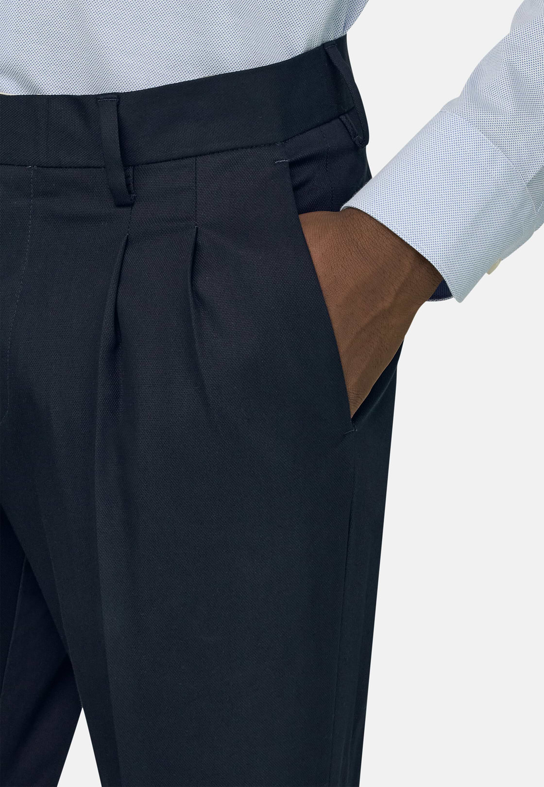 Pantalon En Coton Tencel Extensible, bleu marine, hi-res, 5