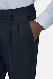 Pantalon En Coton Tencel Extensible, bleu marine, thumb, 5