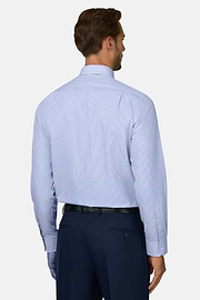 Shirt in Striped Cotton Regular Fit, Light Blue, thumb, 6