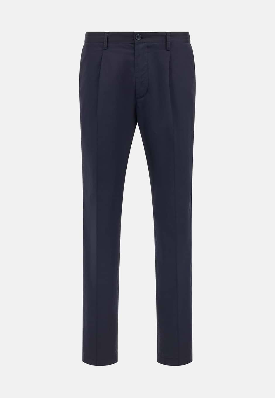 Pantalon en Coton Extensible avec Pinces, bleu marine, hi-res