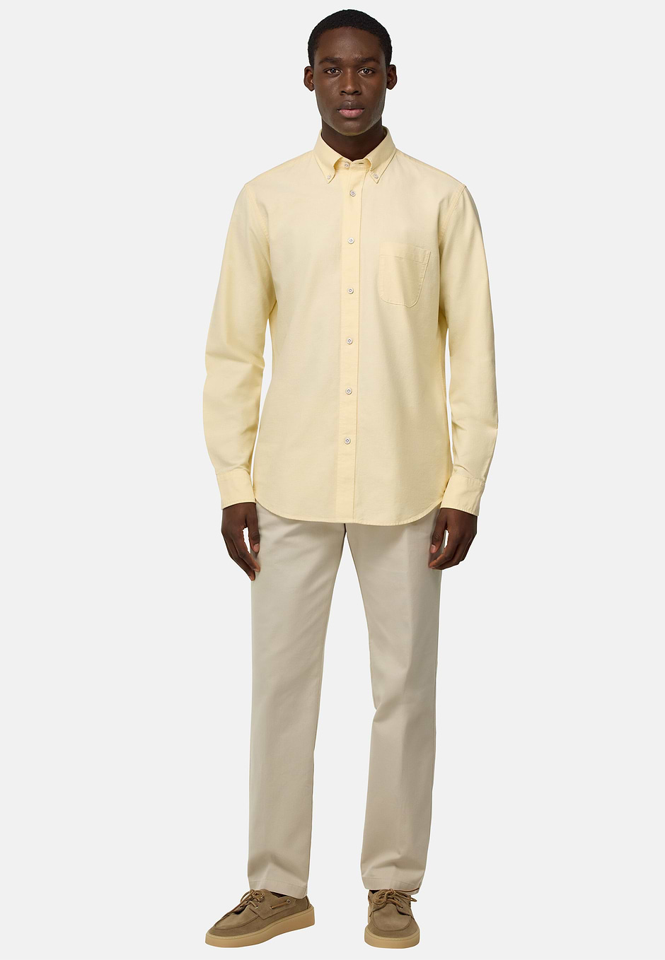 Regular Fit Oxford Cotton Shirt, Yellow, hi-res
