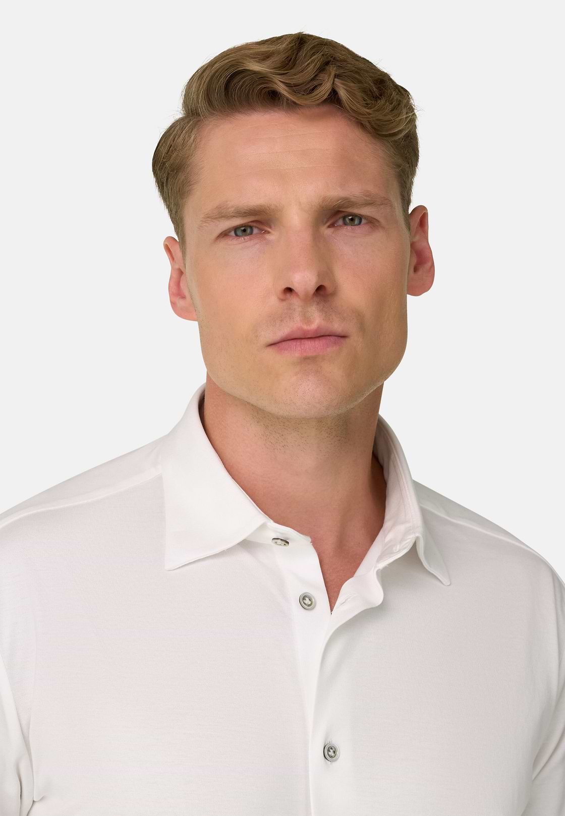 Polo Shirt in Cotton and Silk Regular Fit, White, hi-res, 3