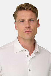 Polo Shirt in Cotton and Silk Regular Fit, White, thumb, 3