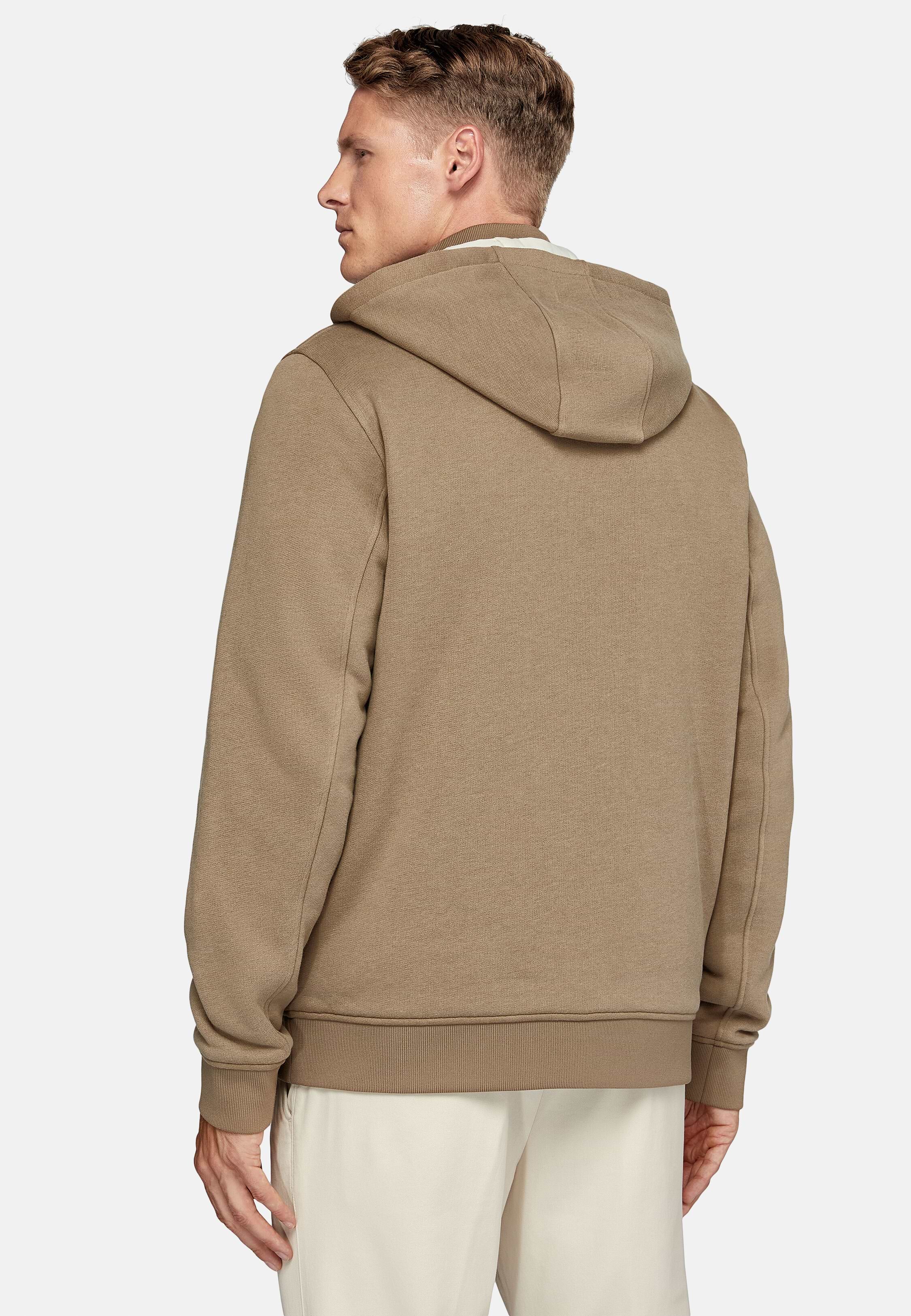 Boggi Milano Tencel Cotton Hooded Sweatshirt Man Beige Size XL