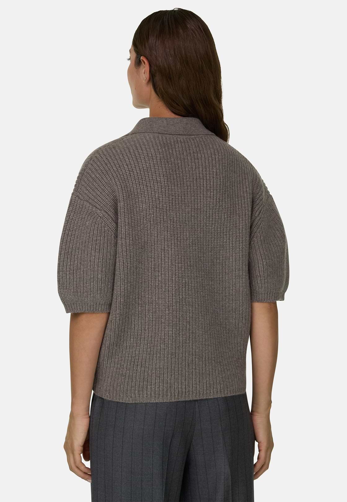 Polo in Wool and Cashmere Knitted Fabric, Taupe, hi-res, 4