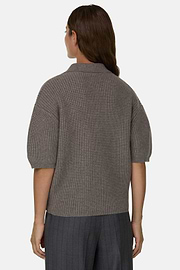 Polo in Wool and Cashmere Knitted Fabric, Taupe, thumb, 4