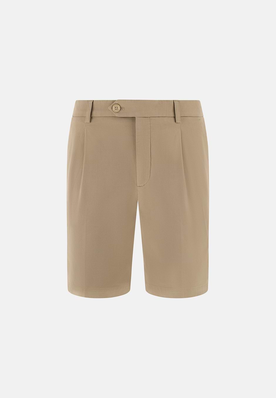 Stretch Cotton and Tencel Bermuda Shorts, Mud, hi-res