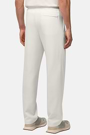 Cotton Blend Fleece Trousers, Cream, hi-res
