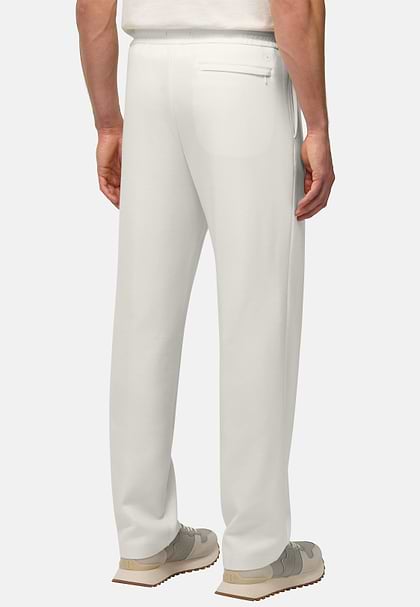 Cotton Blend Fleece Trousers, Cream, hi-res