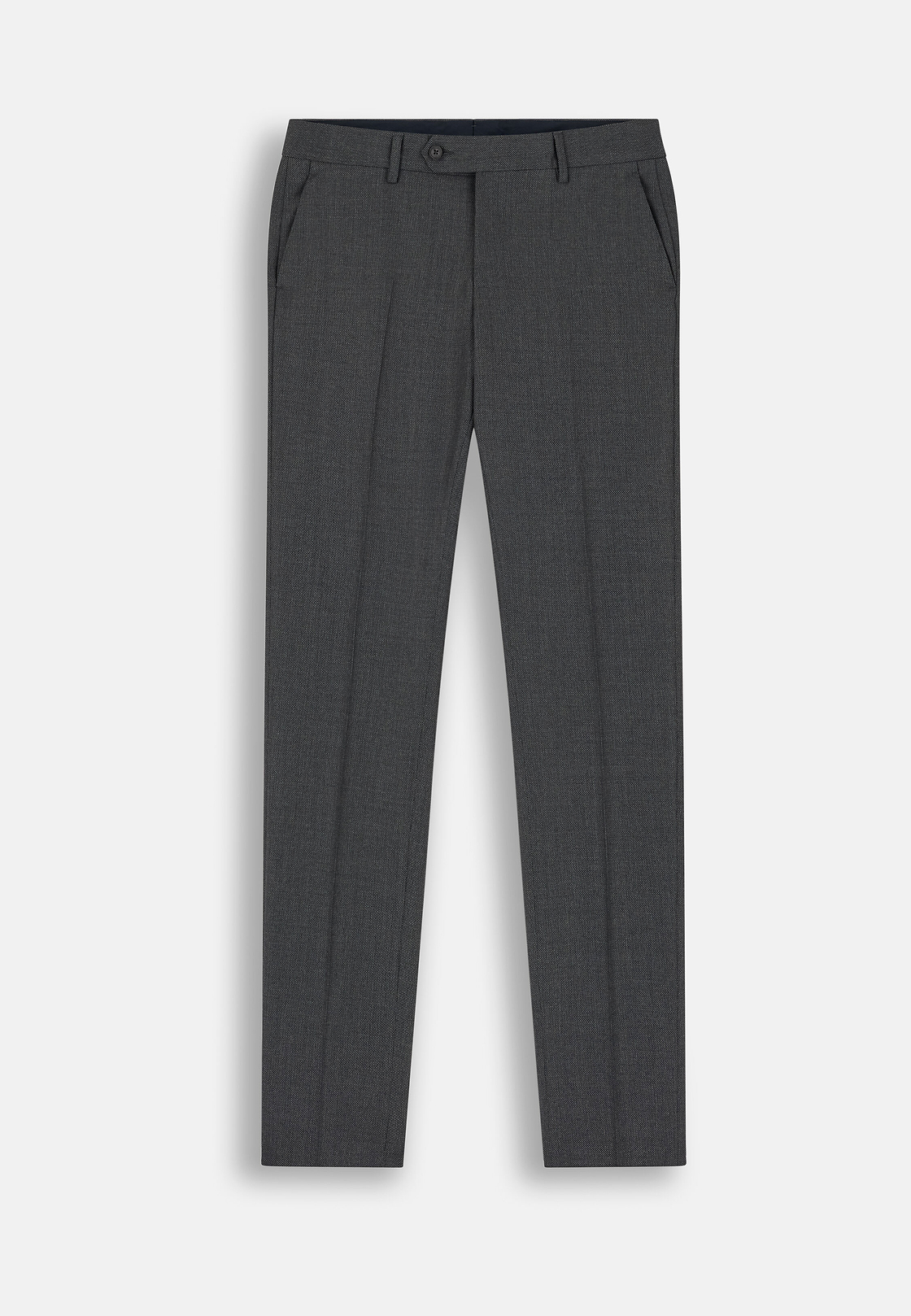 Pure Wool Bird's Eye Trousers, Medium grey, hi-res, 6