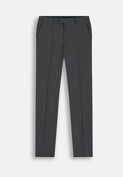 Pure Wool Bird's Eye Trousers, Medium grey, hi-res