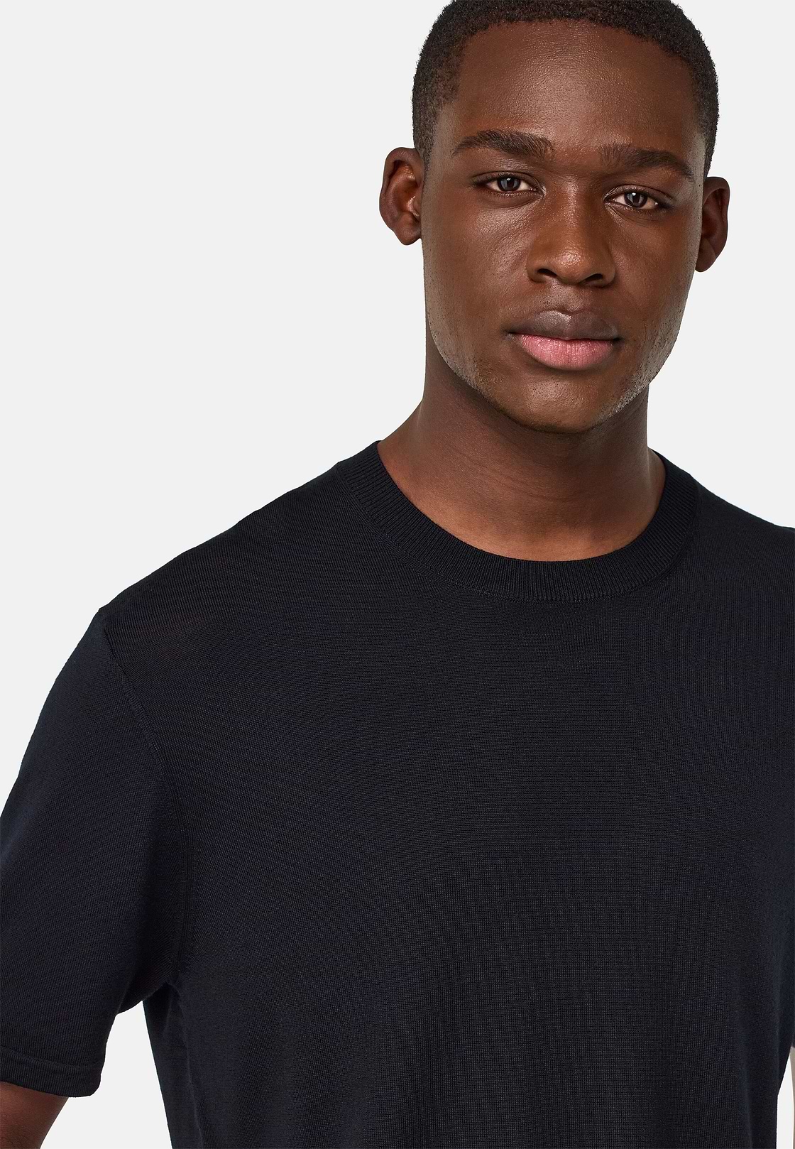 T-shirt Di Maglia In Lana Merino, Nero, hi-res