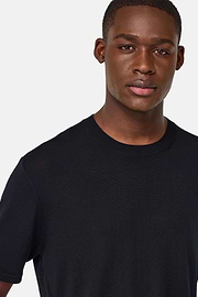 T-shirt Di Maglia In Lana Merino, Nero, hi-res