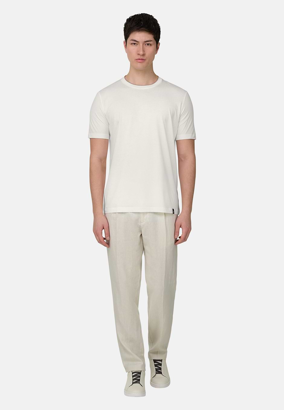 T-Shirt In Cotone Tencel, Bianco, hi-res