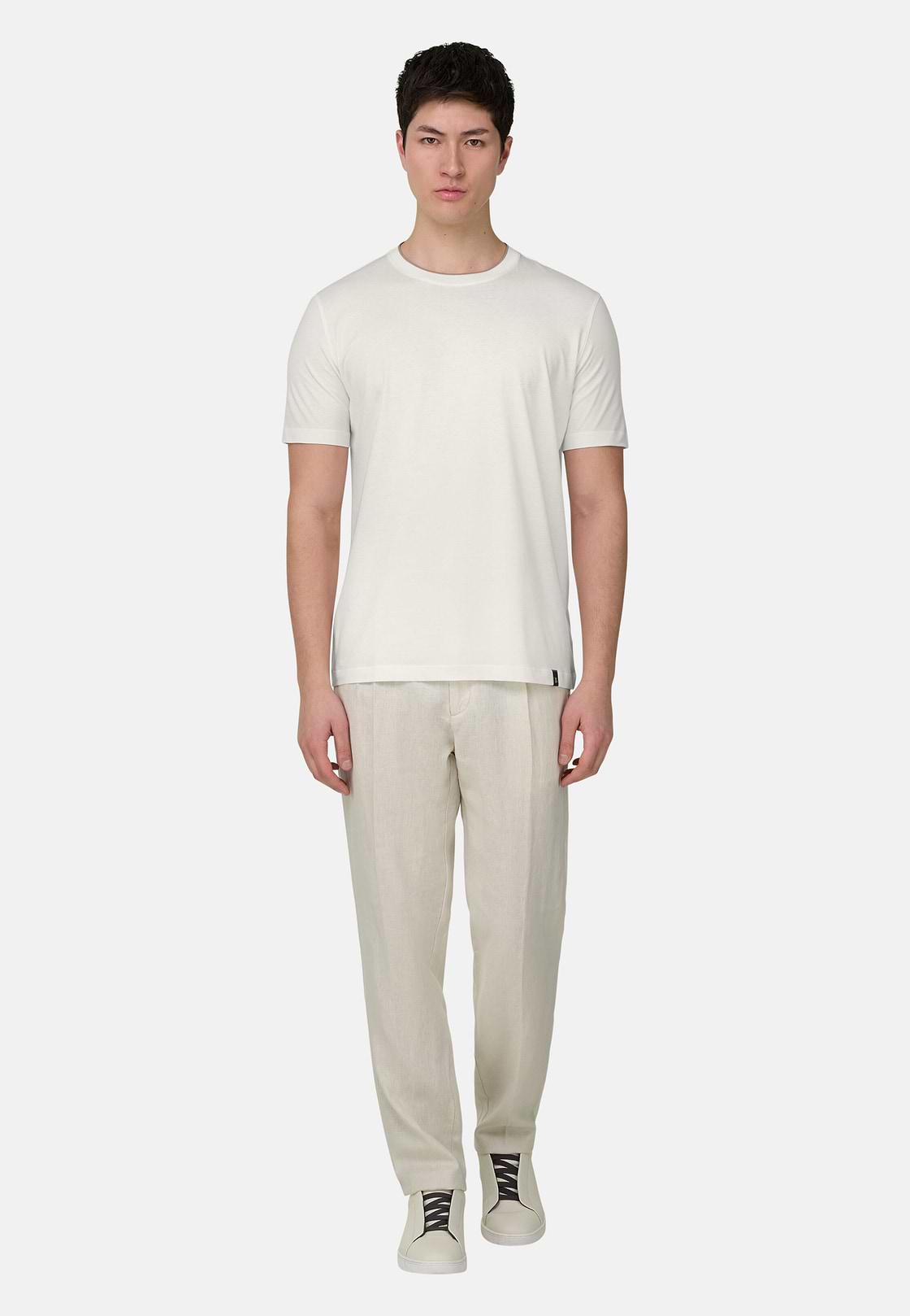 T-Shirt In Cotone Tencel, Bianco, hi-res, 2