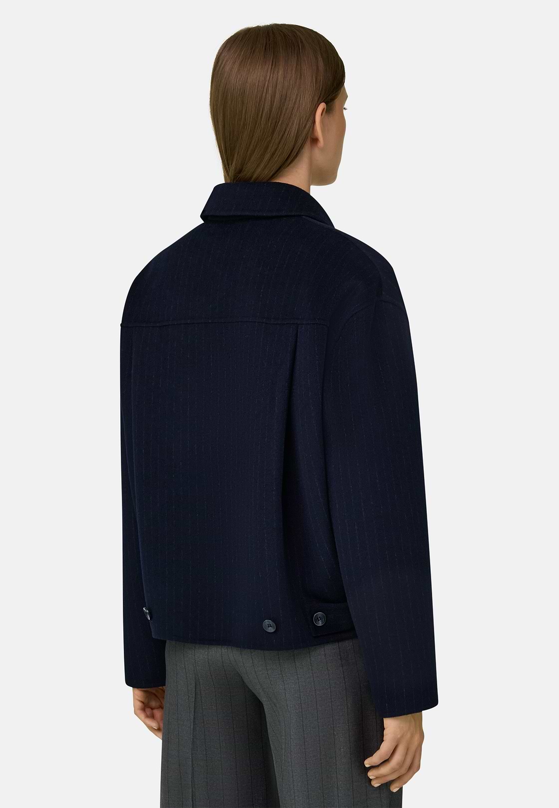 Blazer in Wool Pinstripe, Navy blue, hi-res, 4