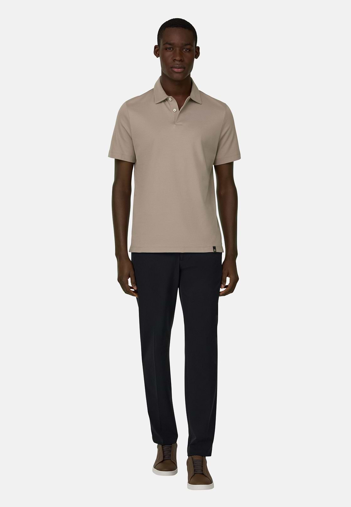 Pima Interlock Button Polo, Taupe, hi-res, 1