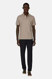 Pima Interlock Button Polo, Taupe, thumb, 1