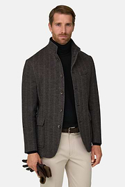 Caban Resca in Lana e Cotone, Marrone, thumb, 1