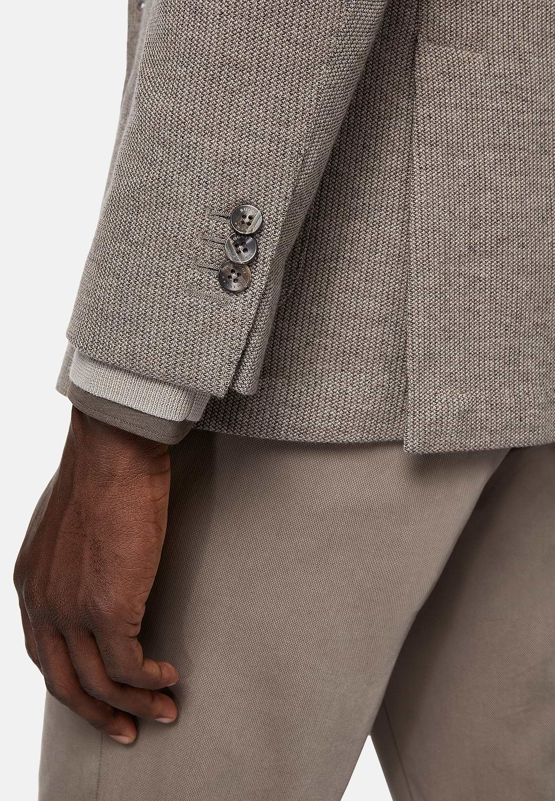 Veste Gris Tourterelle B Jersey En Mélange De Coton Et Laine, Taupe, hi-res