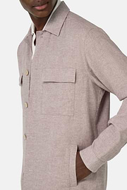 Veste Chemise Link En Coton Et Lin, Taupe, hi-res