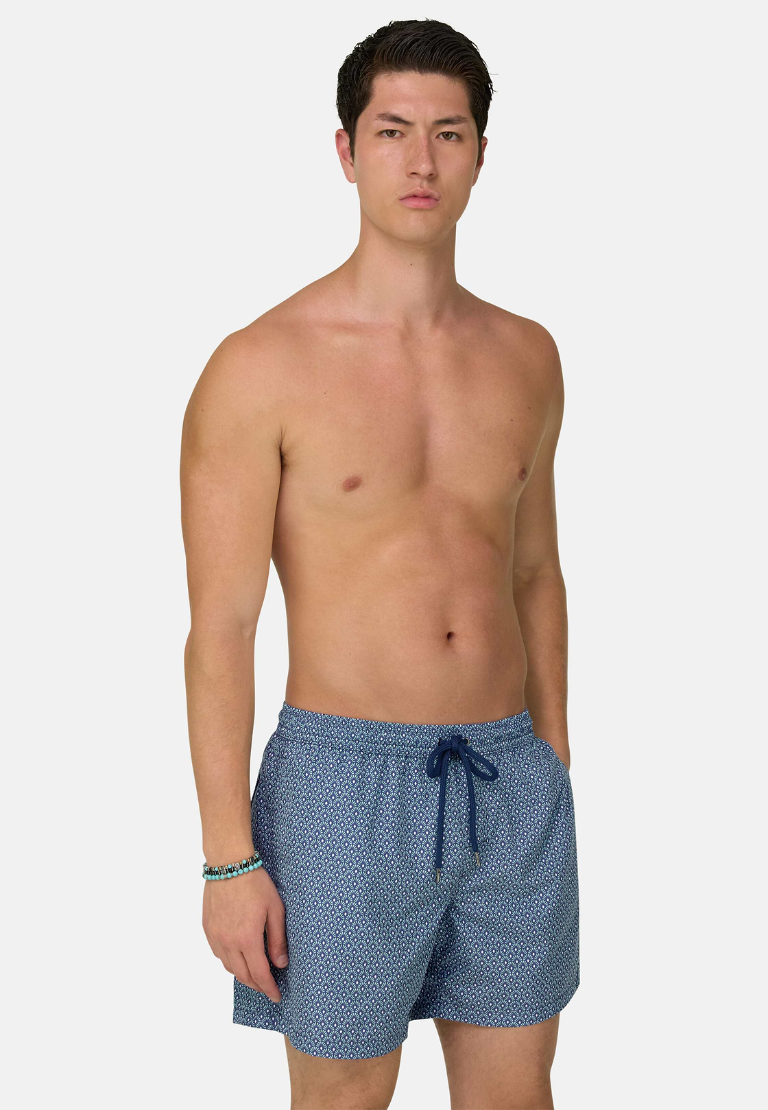 Badehose Mit Geometrischem Print, Hellgrün, hi-res, 2