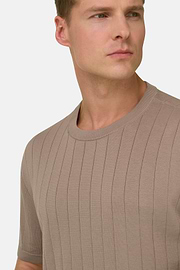 T-Shirt aus Baumwoll-Seiden-Strick, Taupe, thumb, 4