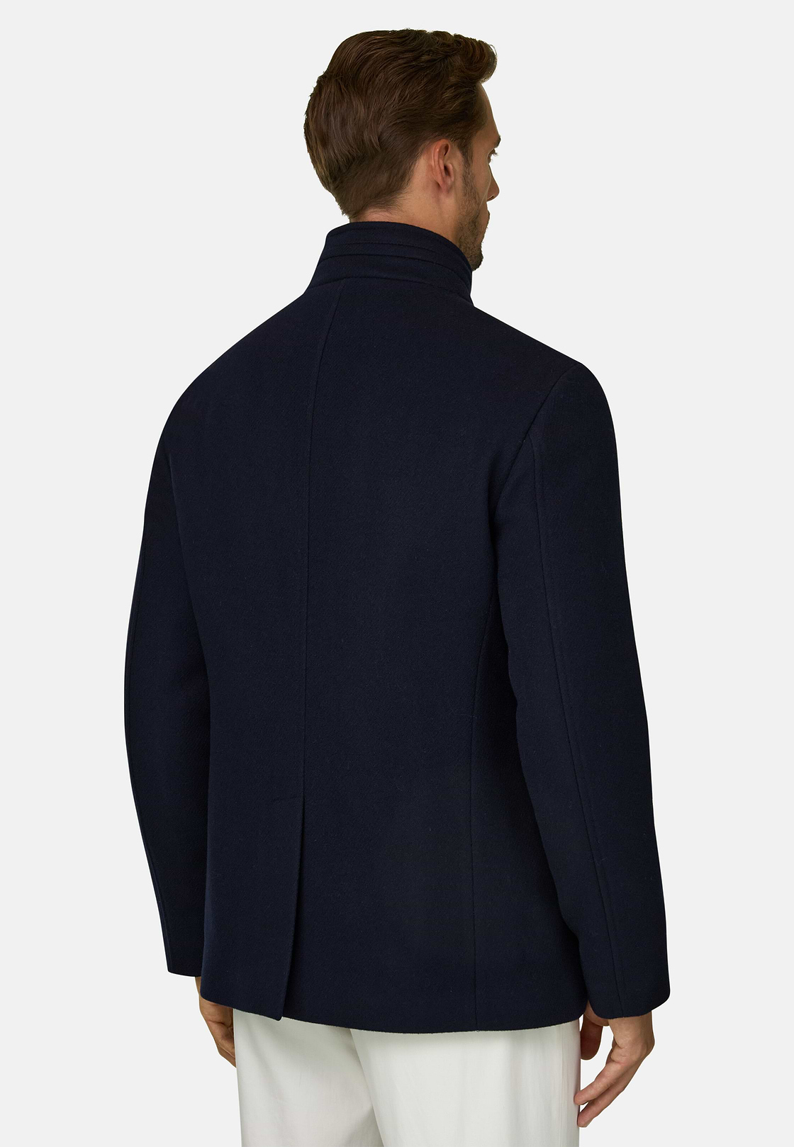 Caban Gewatteerd in Gemengd Wol Gemêleerd, Navy blue, hi-res, 4