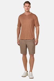 T-Shirt in Stretch Linen Jersey, Rot, hi-res