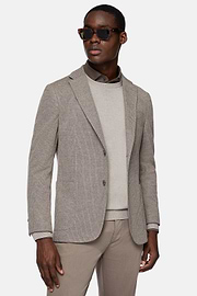 Veste Gris Tourterelle B Jersey En Mélange De Coton Et Laine, Taupe, hi-res