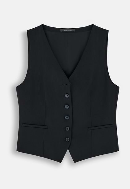 Waistcoat in Wool Blend, Black, hi-res