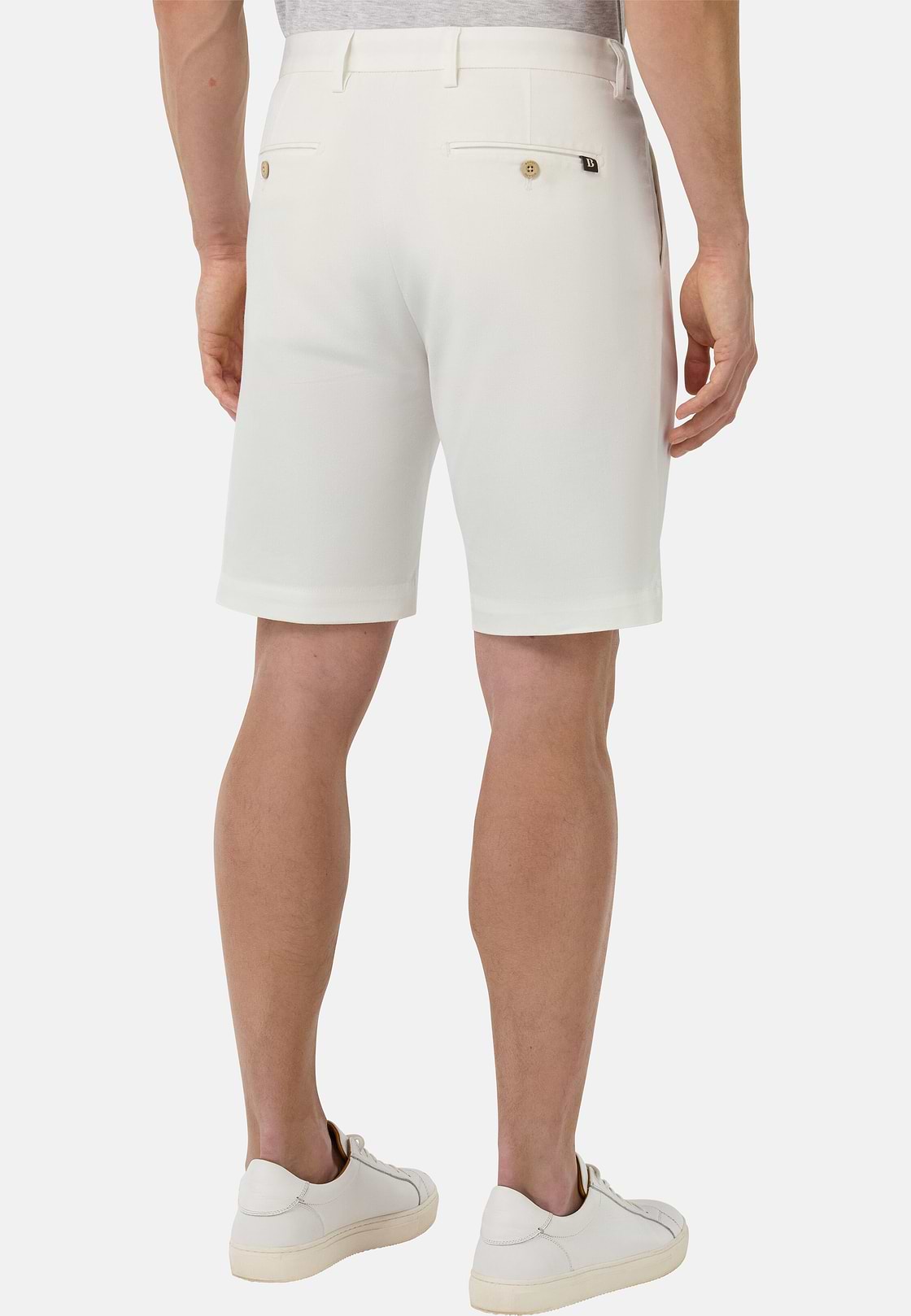 Bermuda En Coton Tencel Extensible, Blanc, hi-res