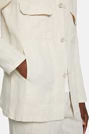 Linen Shirt Jacket, Cream, hi-res